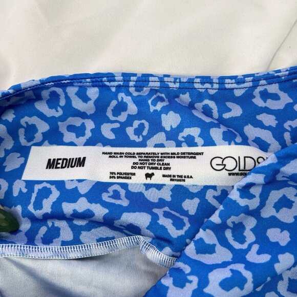 Womens Medium M Goldsheep Shorts Athletic Bermuda Biker Cheetah Print Blue - Picture 4 of 6